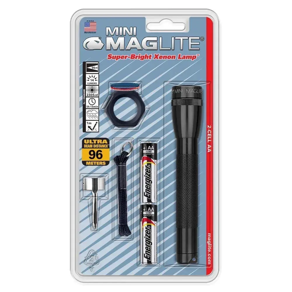 MagLite Mini Incandescent 2-Cell AA Flashlight Combo, Black | 14 Lumens, 6-Hour Runtime - main product image