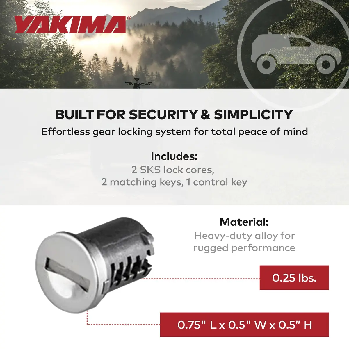 Yakima SKS Lock Cores for Car Rack Systems, 2 Pack | Secure Your Gear with Genuine USA-Sourced Locks - view 5