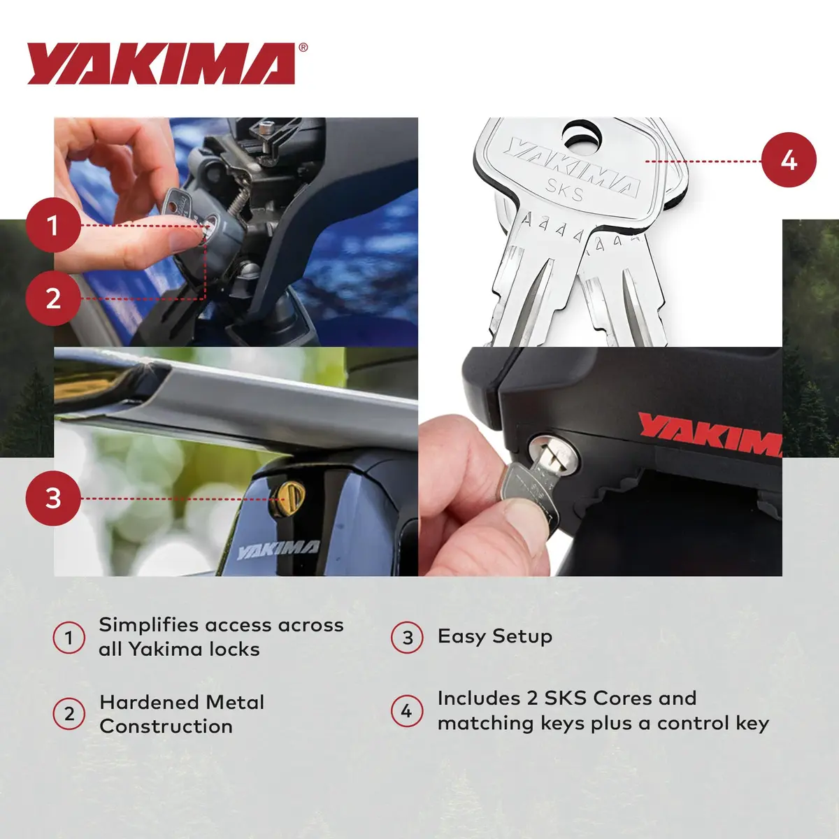 Yakima SKS Lock Cores for Car Rack Systems, 2 Pack | Secure Your Gear with Genuine USA-Sourced Locks - view 3