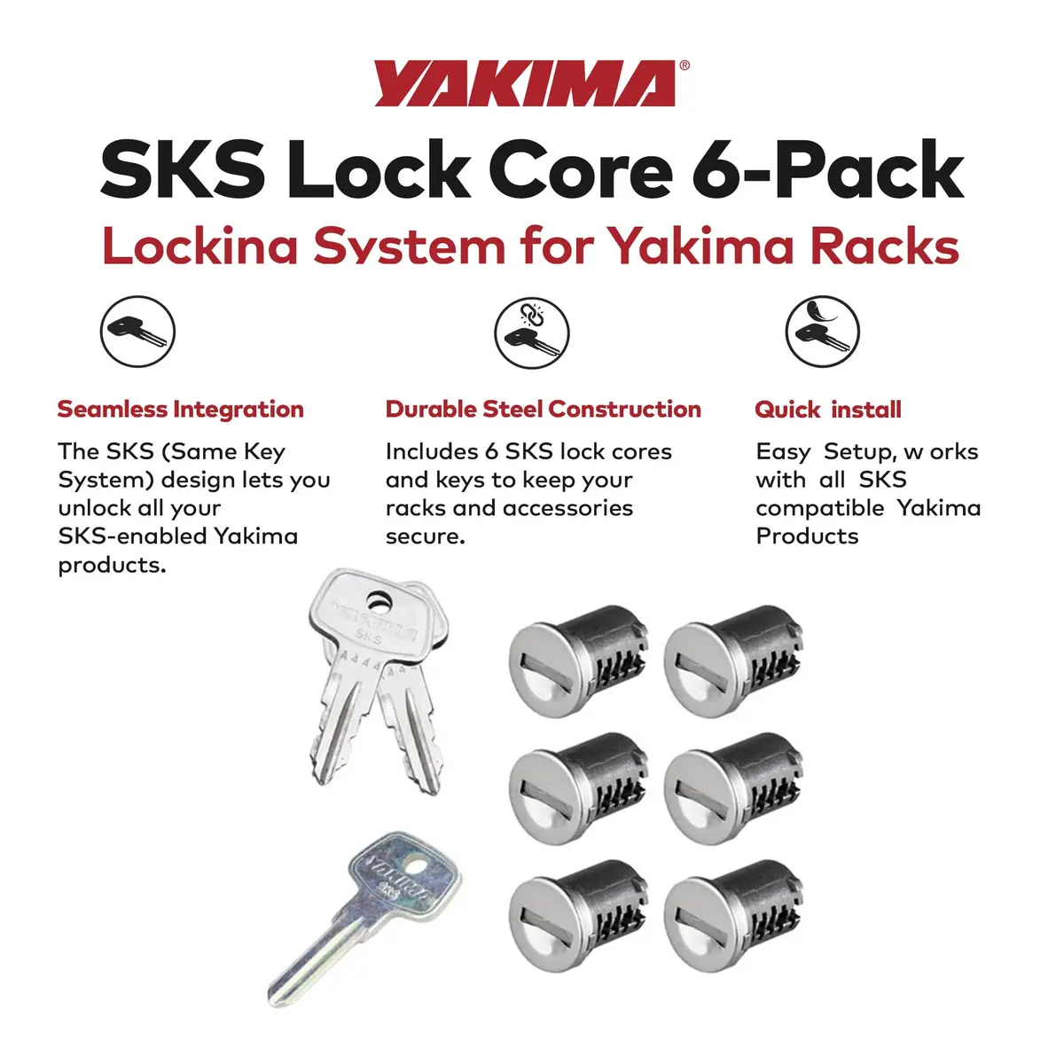 Yakima SKS Lock Cores for Car Rack Systems, 6 Pack | Secure Your Gear with One Key - view 2