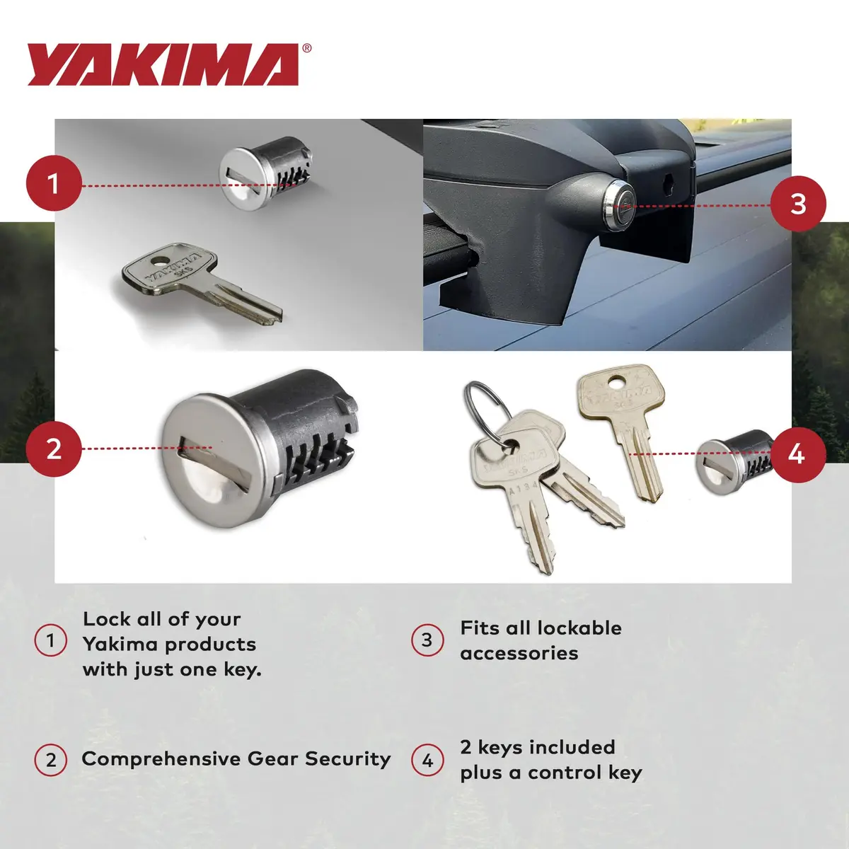 Yakima SKS Lock Cores for Car Rack Systems, 6 Pack | Secure Your Gear with One Key - view 3