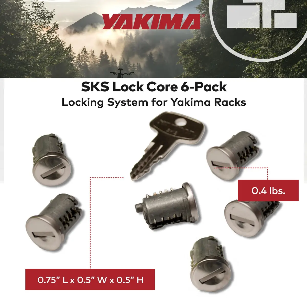 Yakima SKS Lock Cores for Car Rack Systems, 6 Pack | Secure Your Gear with One Key - view 4