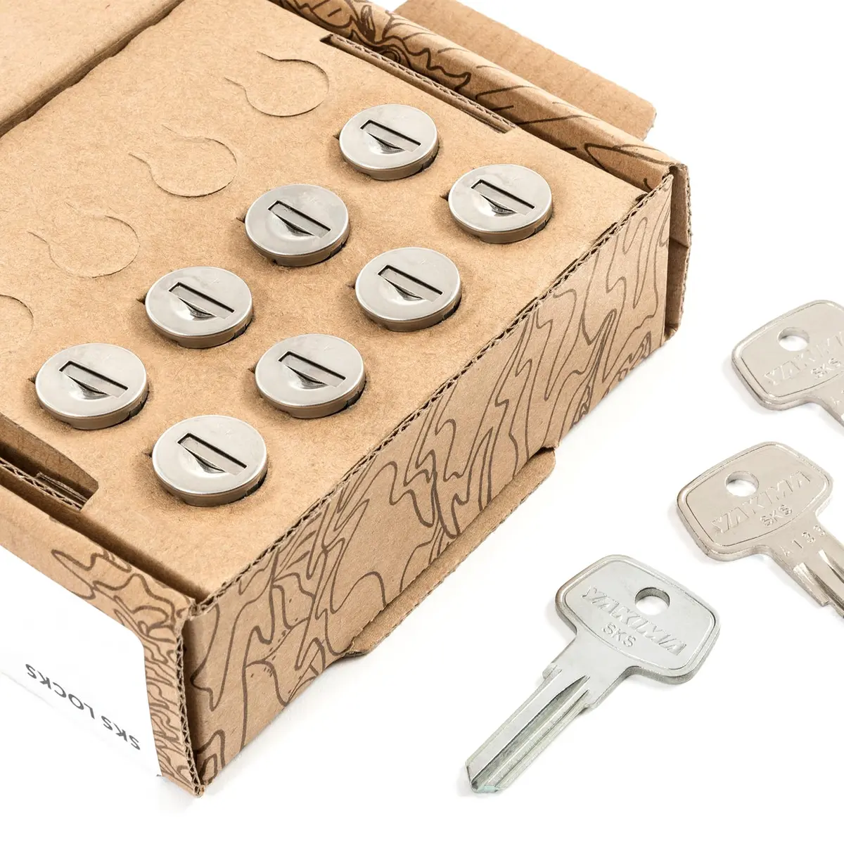 Yakima Pack of 8 Steel SKS Lock Cores with Keys | Secure Your Gear on Indian Roads - view 8