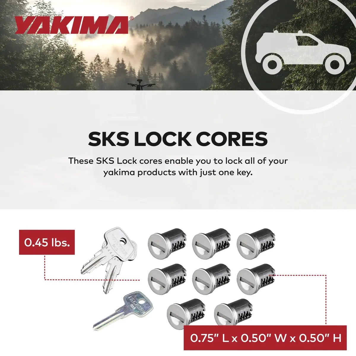 Yakima Pack of 8 Steel SKS Lock Cores with Keys | Secure Your Gear on Indian Roads - view 3