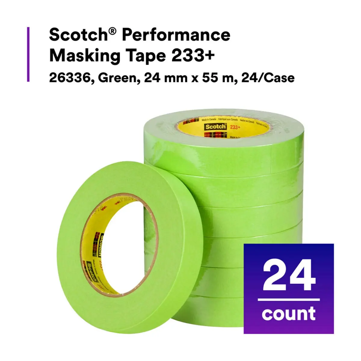 Scotch 233+ Crepe Paper Masking Tape 25 mm x 55 m | Auto Body Masking Tape up to 250°F - view 6