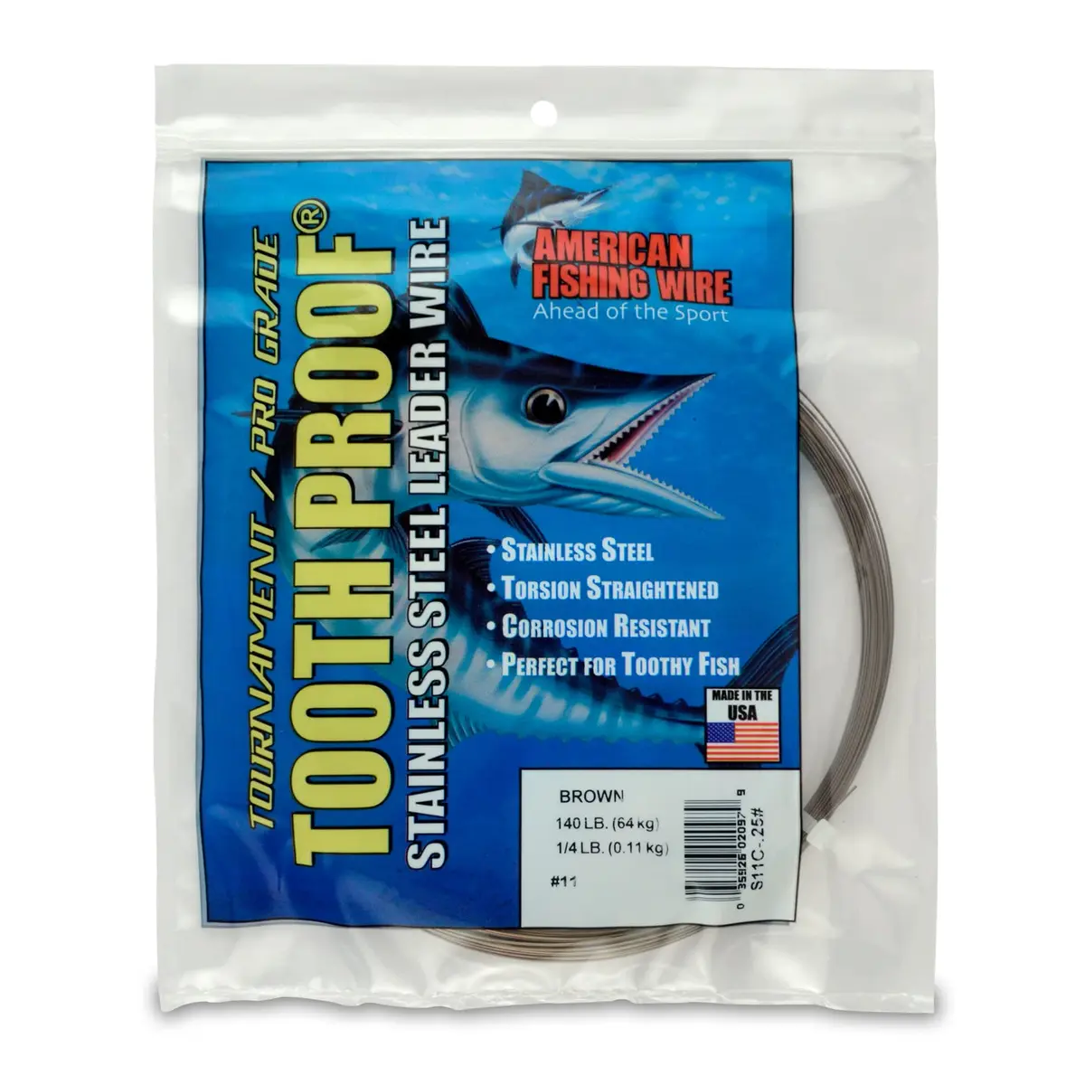AFW Tooth Proof Fishing Wire Single Strand Leader, #11, 140Lb, 137FT - Camo | Rust-Resistant Stainless Steel for Toothy Fish - main product image