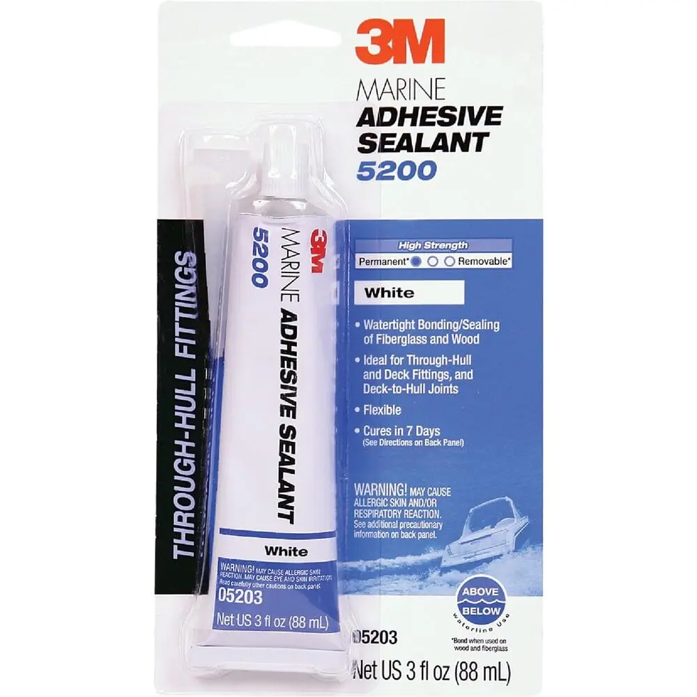 3M Marine Adhesive Sealant 5200 White 3 oz Tube | Waterproof, Flexible Bonding for Watercraft - main product image