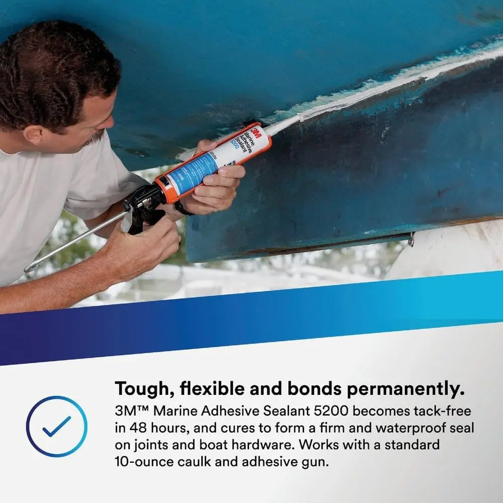3M Marine Adhesive Sealant 5200 White 3 oz Tube | Waterproof, Flexible Bonding for Watercraft - view 4