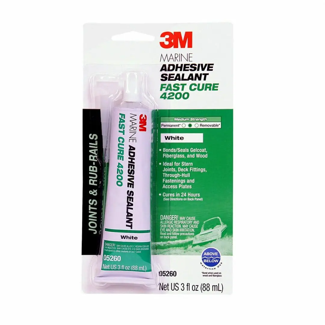 3M Marine Adhesive Sealant 4200FC Fast Cure White 3 oz (88.7 ml) Tube | Bonds Dissimilar Materials Above & Below Waterline - main product image