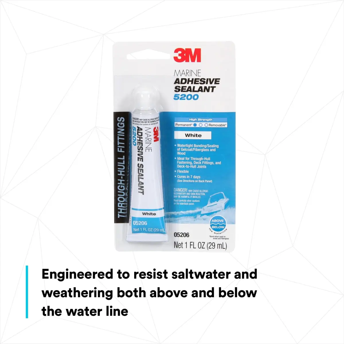 3M Marine Adhesive Sealant 5200 White 1 oz (29.57 ml) Tube | Permanent Bonding & Sealing for Boats and RVs - view 5