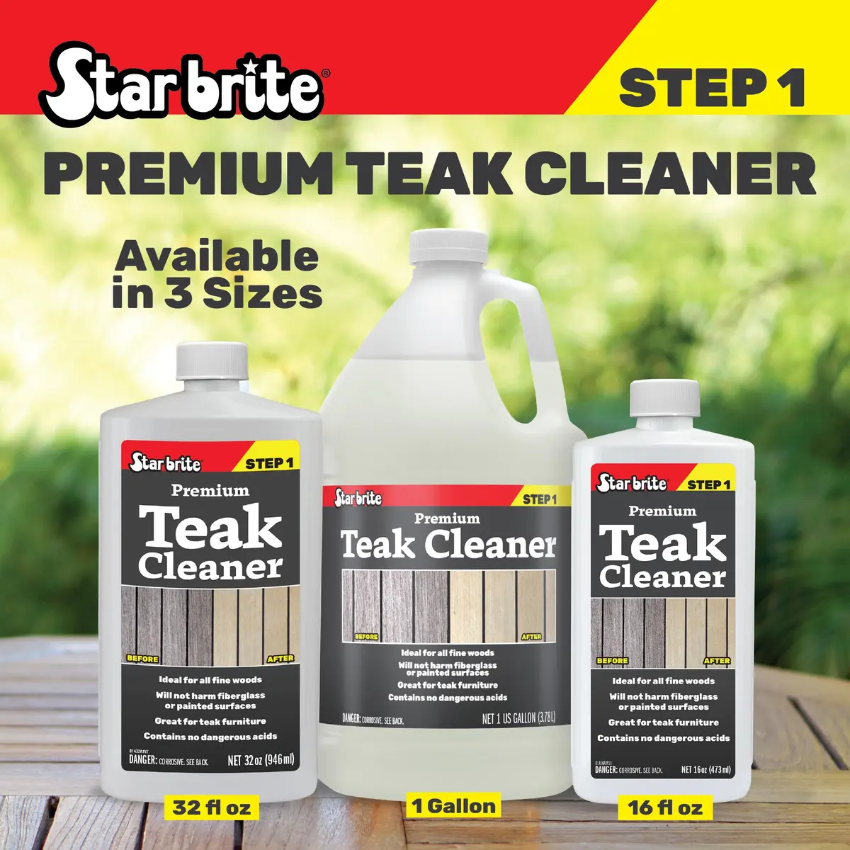STAR BRITE Premium Outdoor Teak Cleaner 16 Fl Oz | Restores Weathered Gray Teak Without Sanding - view 2