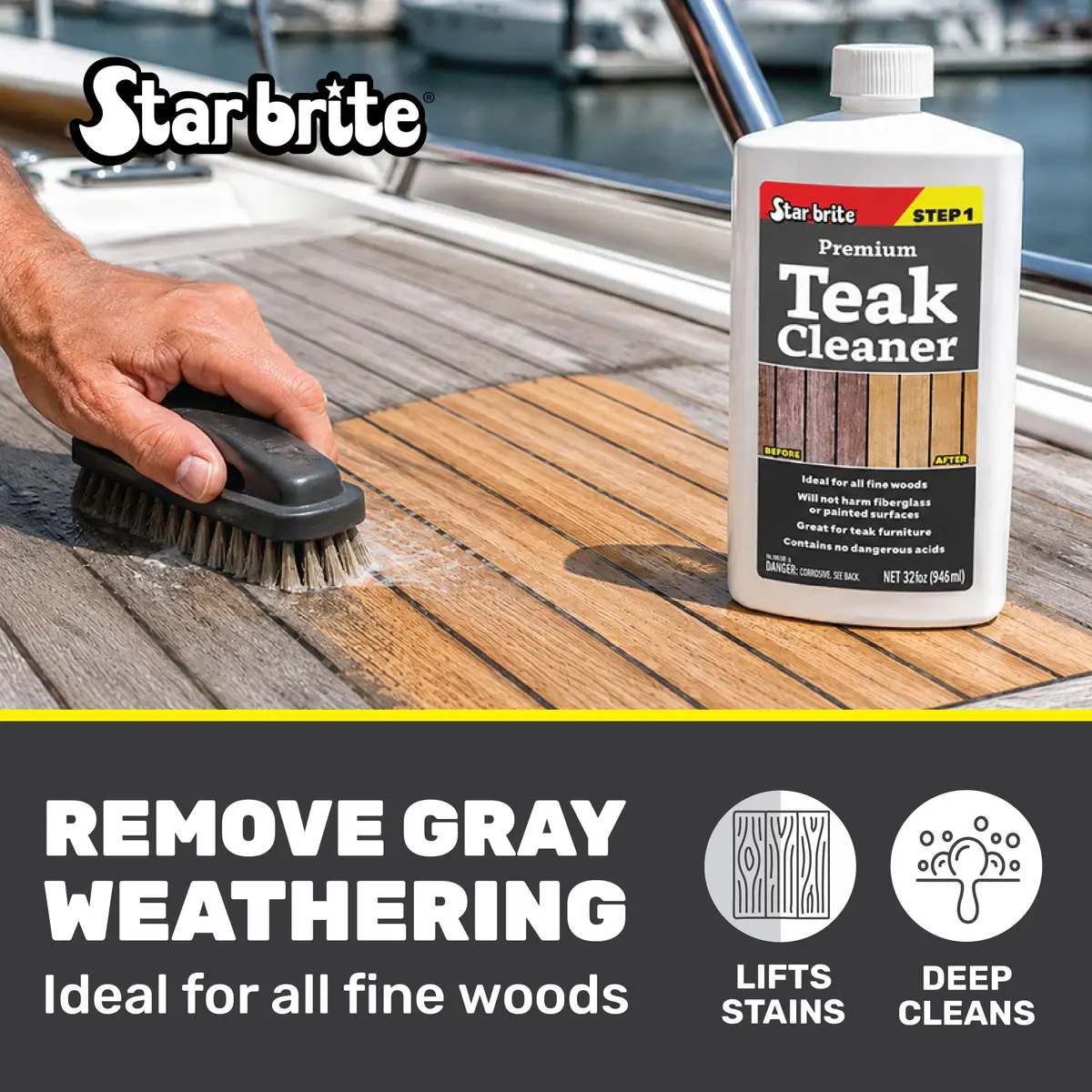 STAR BRITE Premium Outdoor Teak Cleaner 16 Fl Oz | Restores Weathered Gray Teak Without Sanding - view 3