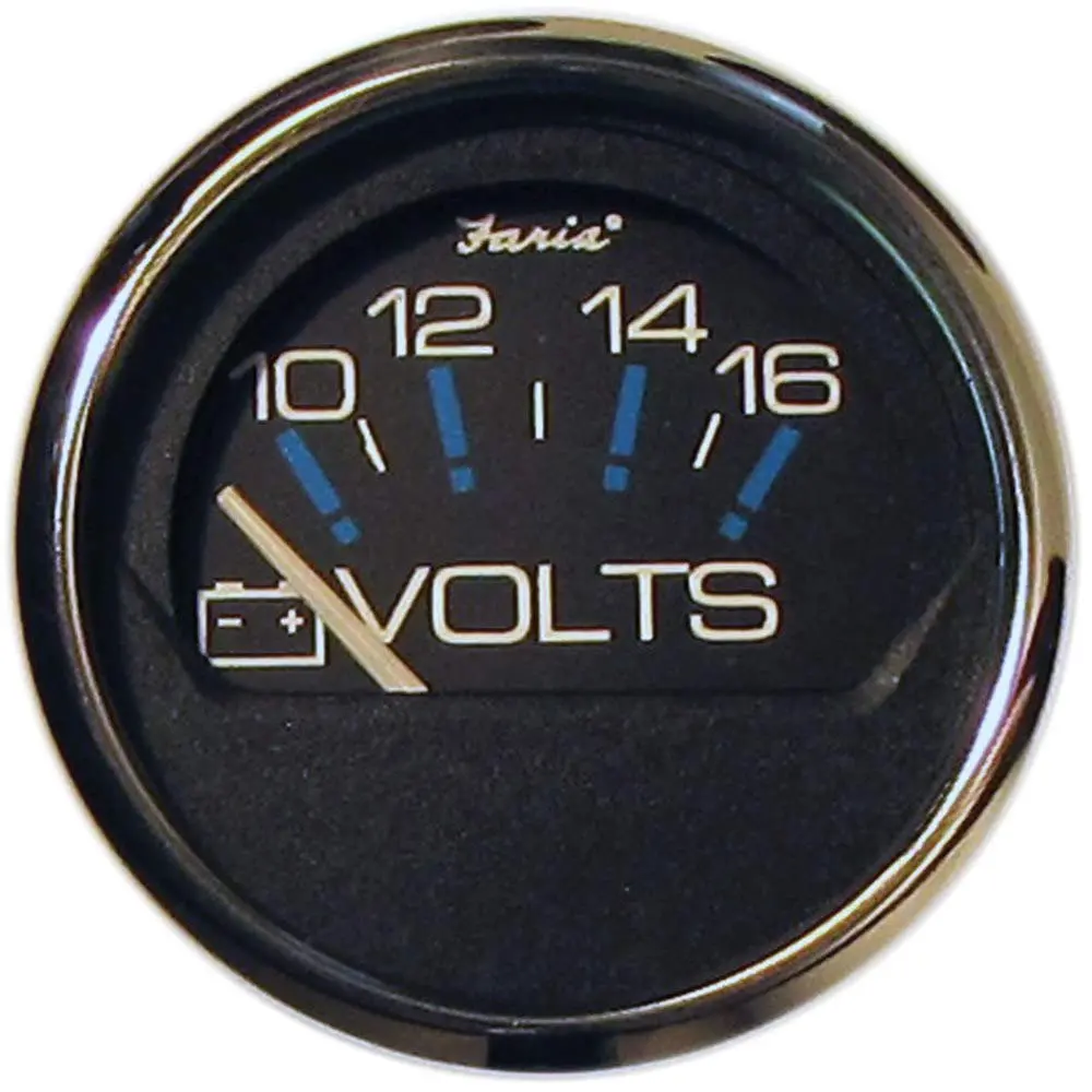 Faria Chesapeake Black SS 234 Voltmeter 10-16 VDC | Rugged Marine & Automotive Instrument - main product image