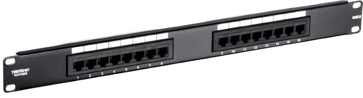 TRENDnet 16-Port Cat6 Unshielded Patch Panel, TC-P16C6 | 250Mhz Copper Gigabit Ethernet Ready - main product image