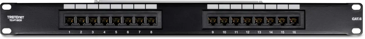 TRENDnet 16-Port Cat6 Unshielded Patch Panel, TC-P16C6 | 250Mhz Copper Gigabit Ethernet Ready - view 6