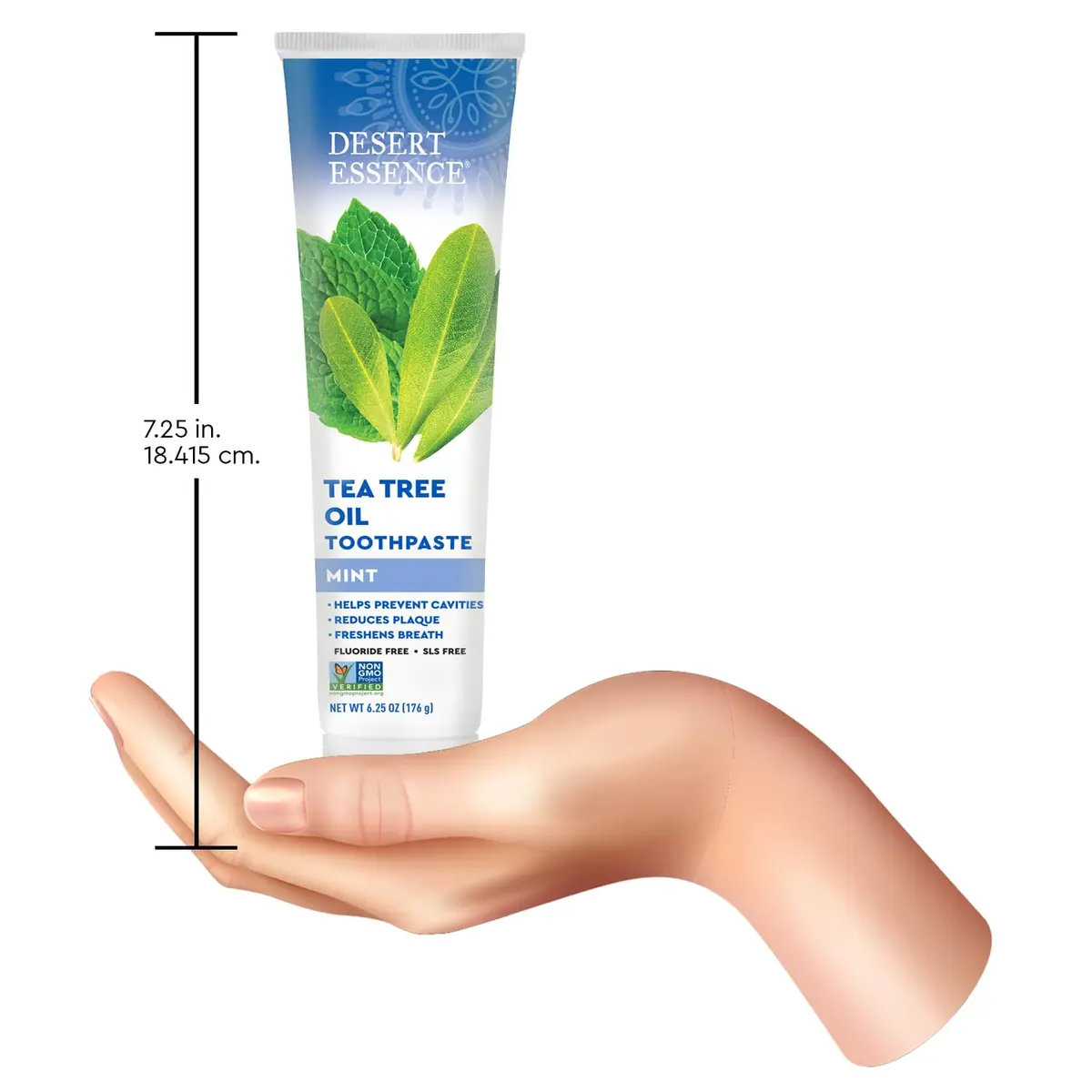 Desert Essence Tea Tree Oil Mint Toothpaste | Fluoride Free, 6.25 oz for Healthy Teeth & Gums - view 5
