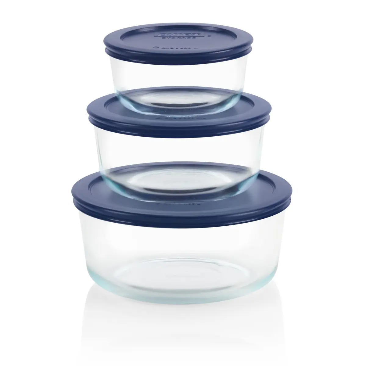 Pyrex Simply Store Glass Food Storage Containers Set (3-Pack) 2, 4, 7 Cup | Microwave & Dishwasher Safe - main product image