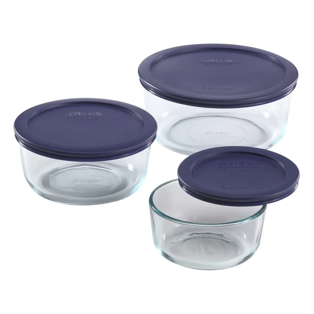 Pyrex Simply Store Glass Food Storage Containers Set (3-Pack) 2, 4, 7 Cup | Microwave & Dishwasher Safe - view 2