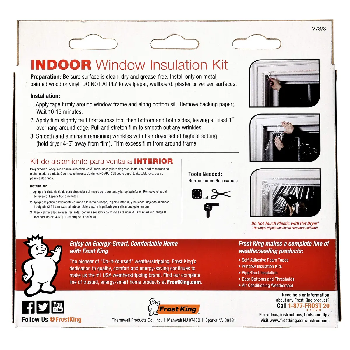 Frost King V73/3H Shrink Window Kit 42 x 62 in | Indoor Weatherproofing Solution - view 3