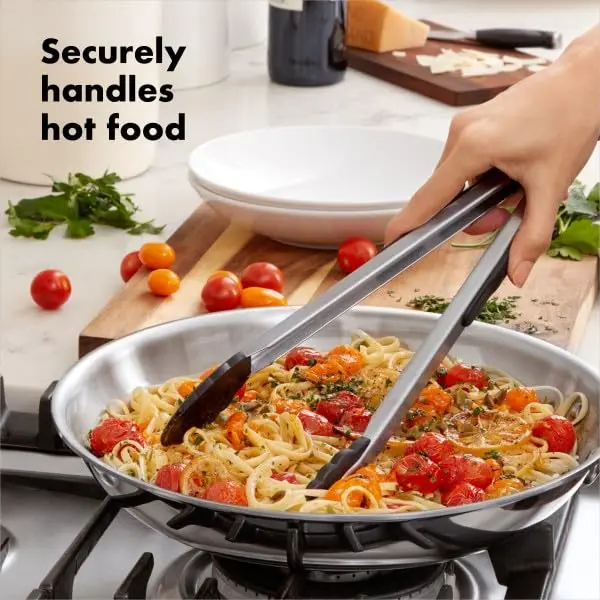 OXO Good Grips 12-Inch Tongs With Nylon Heads & Stainless Steel Body | Locks Closed For Compact Storage - view 6