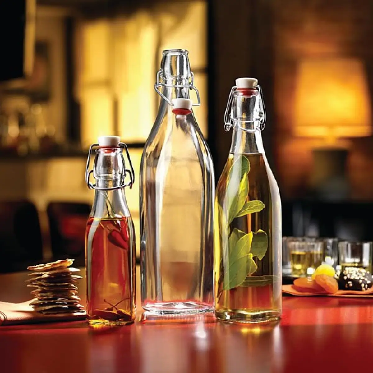 Bormioli Rocco Square Swing Bottle 33.75 Ounce | Leak Proof Glass Bottle for Oils & Vinegars - view 7