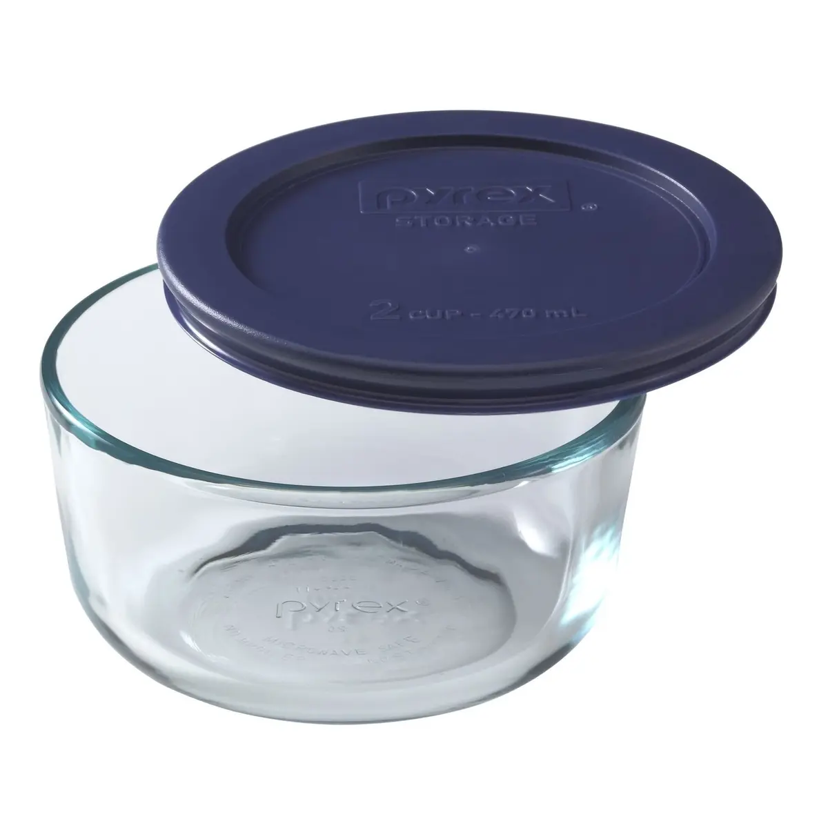Pyrex Simply Store 2-Cup Round Glass Food Storage Dish with Lid | Microwave Safe, BPA-Free, 0.65L (2 Fl Oz) - main product image