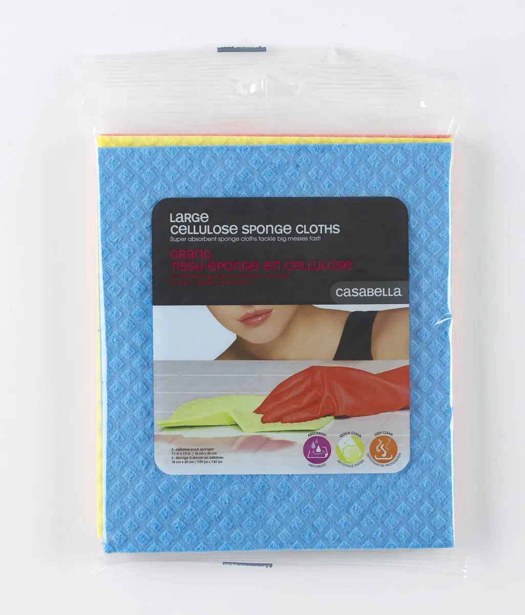 Casabella Cellulose Sponge Cloths Set of 3 | All-Purpose Reusable Cleaning Wipes, 8 x 7-Inch - view 3
