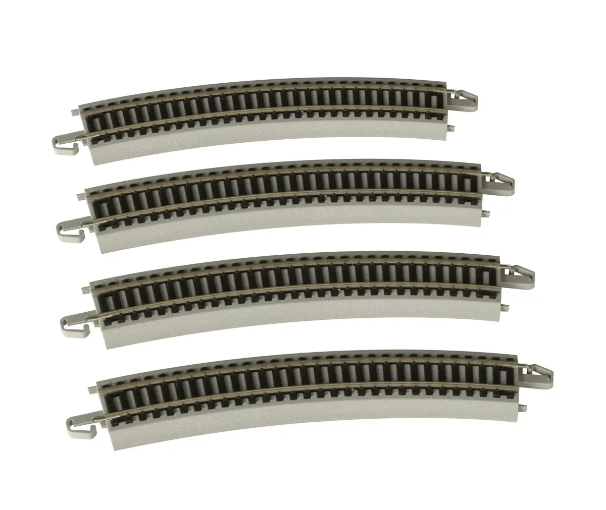 Bachmann Trains 22" Radius Curved Track 4PK NS Rail with Roadbed HO Scale | Snap-Fit E-Z Track System - main product image