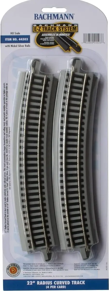 Bachmann Trains 22" Radius Curved Track 4PK NS Rail with Roadbed HO Scale | Snap-Fit E-Z Track System - view 5