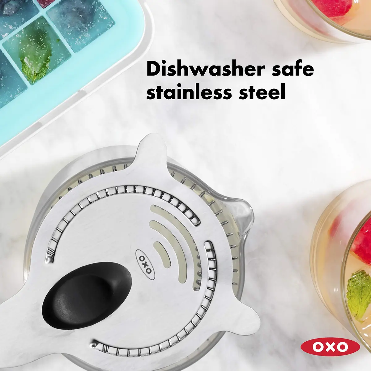 OXO Steel Cocktail Strainer | Fits Shakers & Glasses, Stainless Steel, Dishwasher Safe - view 6