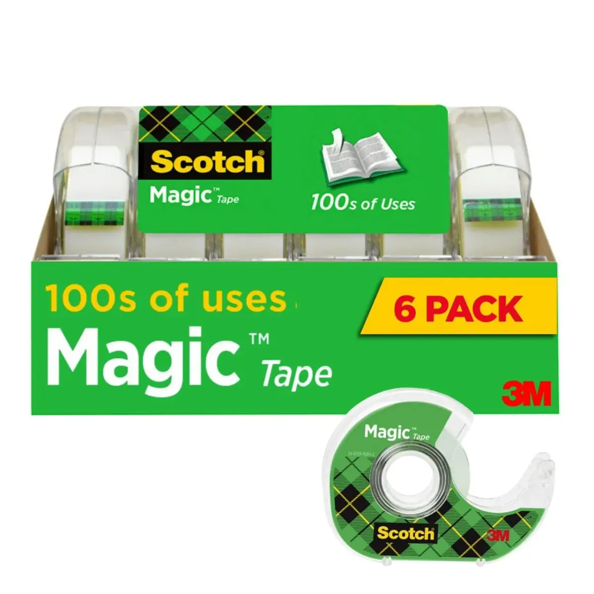 Scotch Magic Tape 6 Rolls with Dispensers | Invisible & Permanent Paper Mending - main product image
