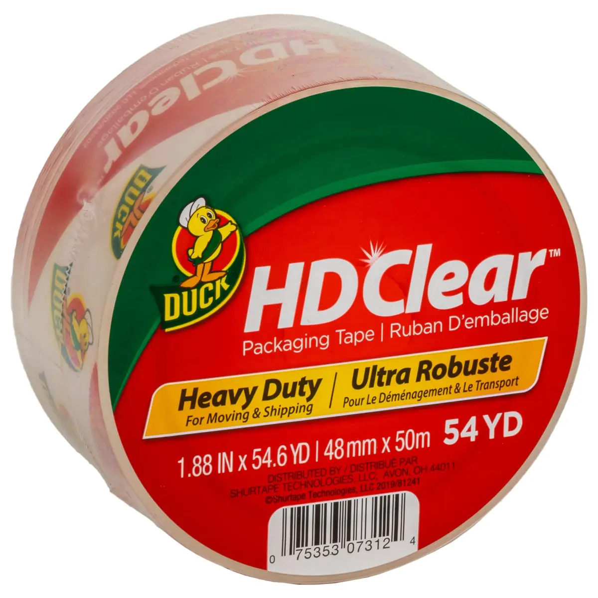 Duck HD Clear Packing Tape Roll | 1.88 In. x 54.6 Yds (164m) Heavy Duty Shipping Tape - main product image