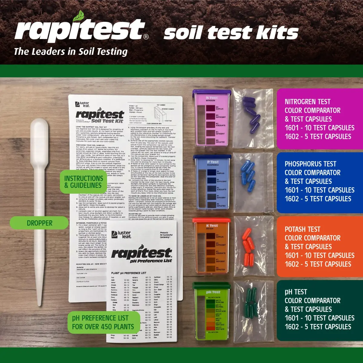 Luster Leaf Rapitest Soil Test Kit 40 Tests | Measures Soil pH, Nitrogen, Phosphorus, Potash - view 7