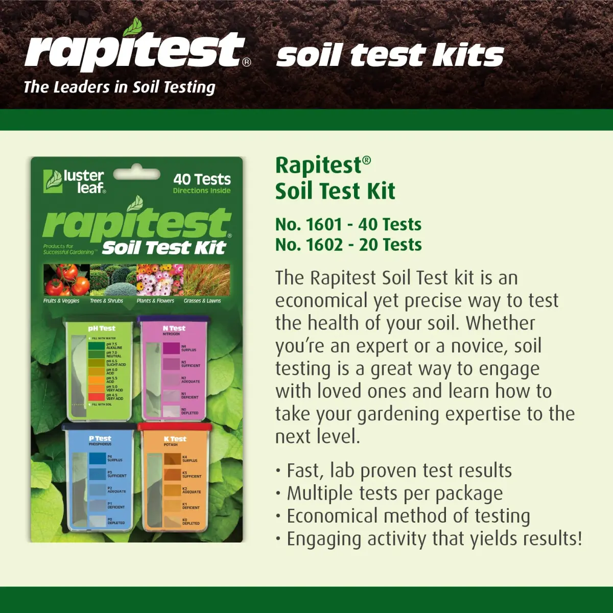 Luster Leaf Rapitest Soil Test Kit 40 Tests | Measures Soil pH, Nitrogen, Phosphorus, Potash - view 9