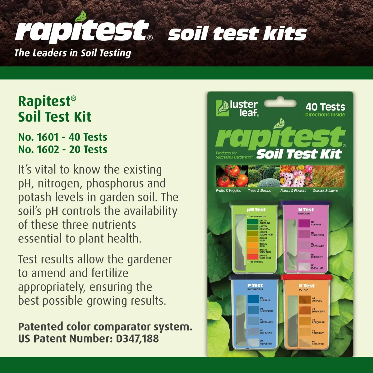 Luster Leaf Rapitest Soil Test Kit 40 Tests | Measures Soil pH, Nitrogen, Phosphorus, Potash - view 2
