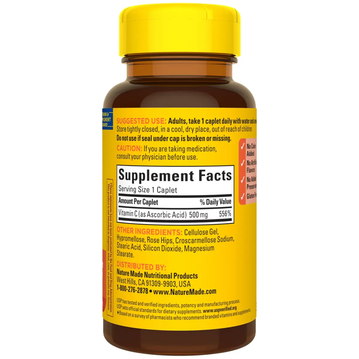 Nature Made Vitamin C 500 mg with Rose Hips Caplets 130 Count | Immune Support & Antioxidant Power - view 8