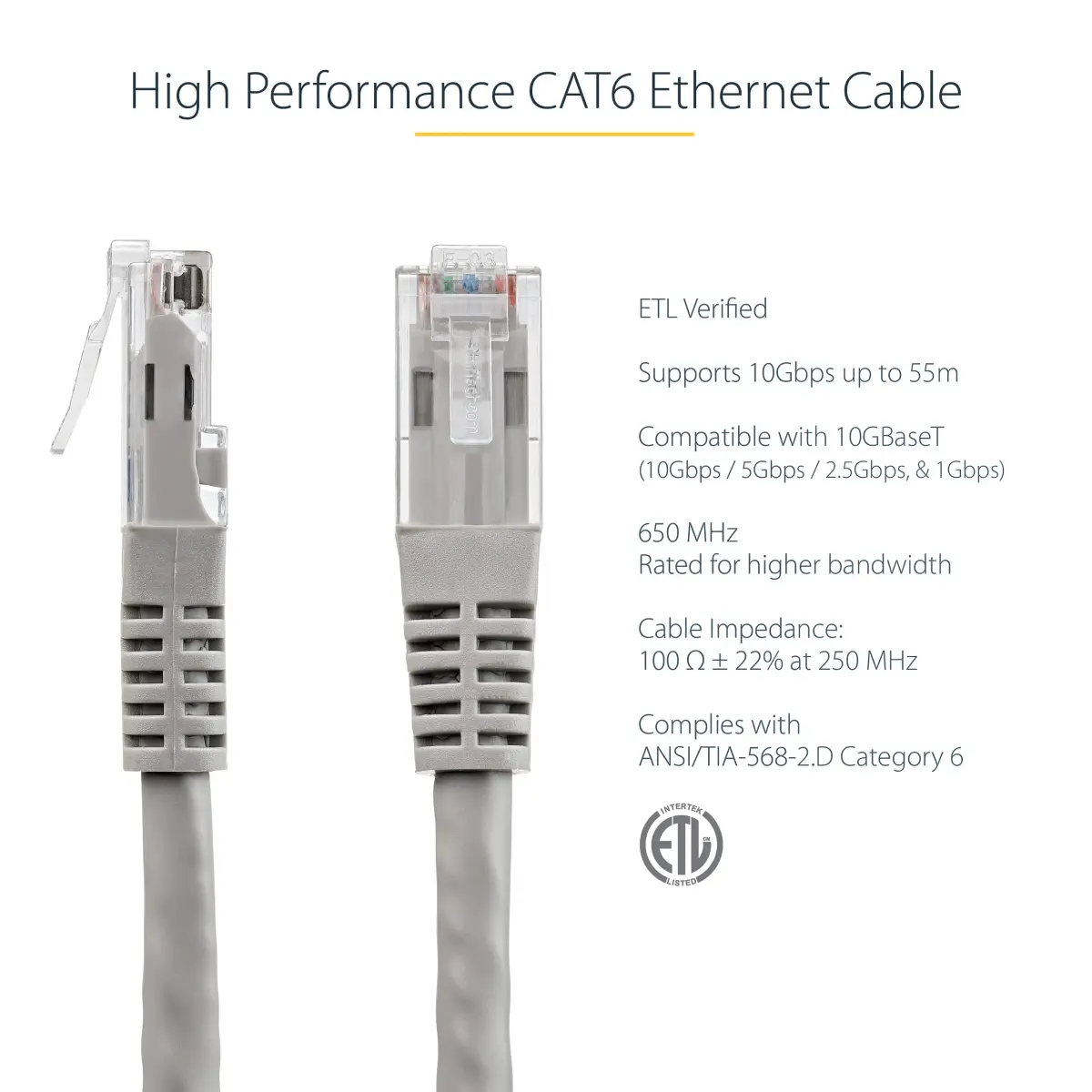StarTech.com 25ft Cat 6 Ethernet Cable | 250MHz UTP Network Patch Cord with Strain Relief - view 2