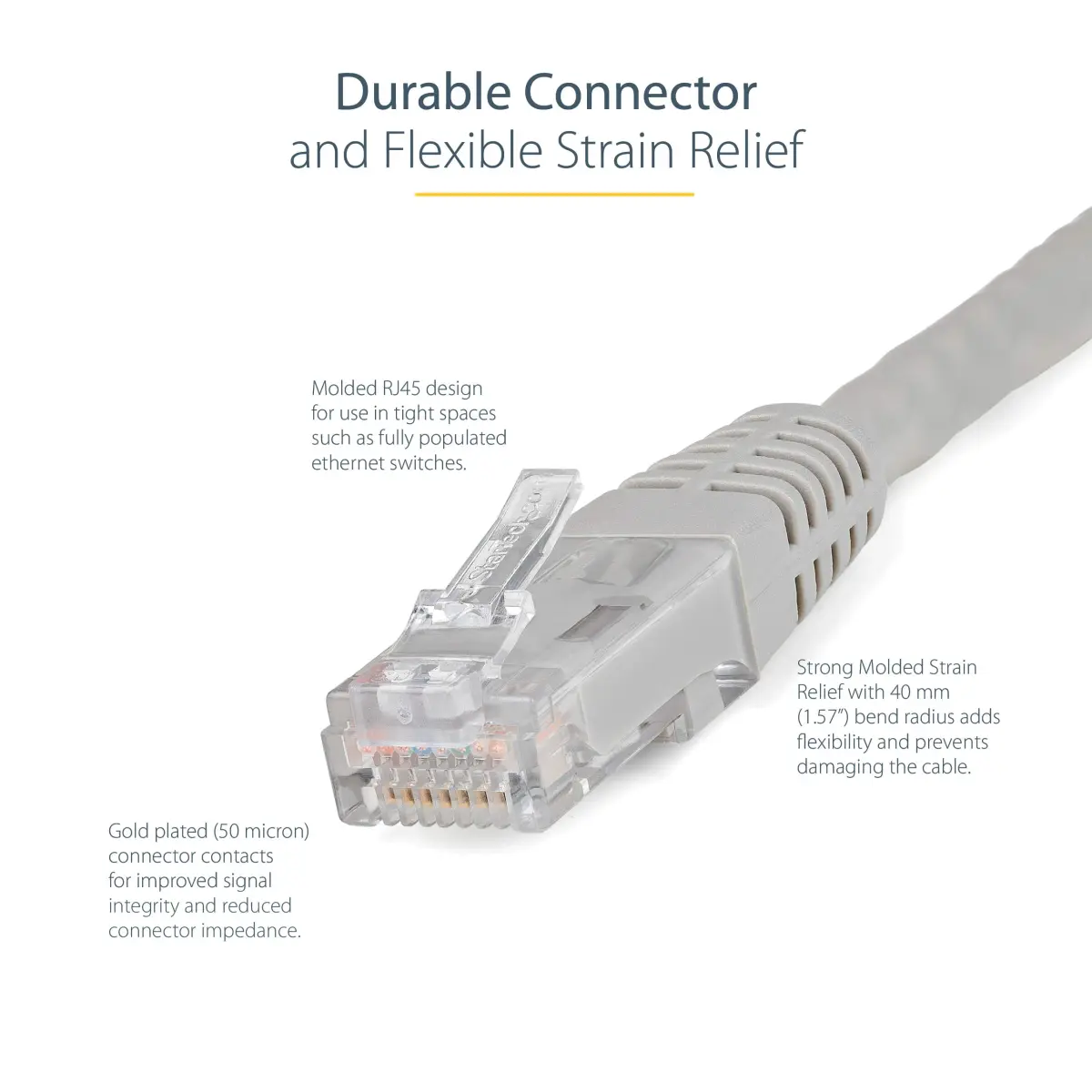StarTech.com 25ft Cat 6 Ethernet Cable | 250MHz UTP Network Patch Cord with Strain Relief - view 3