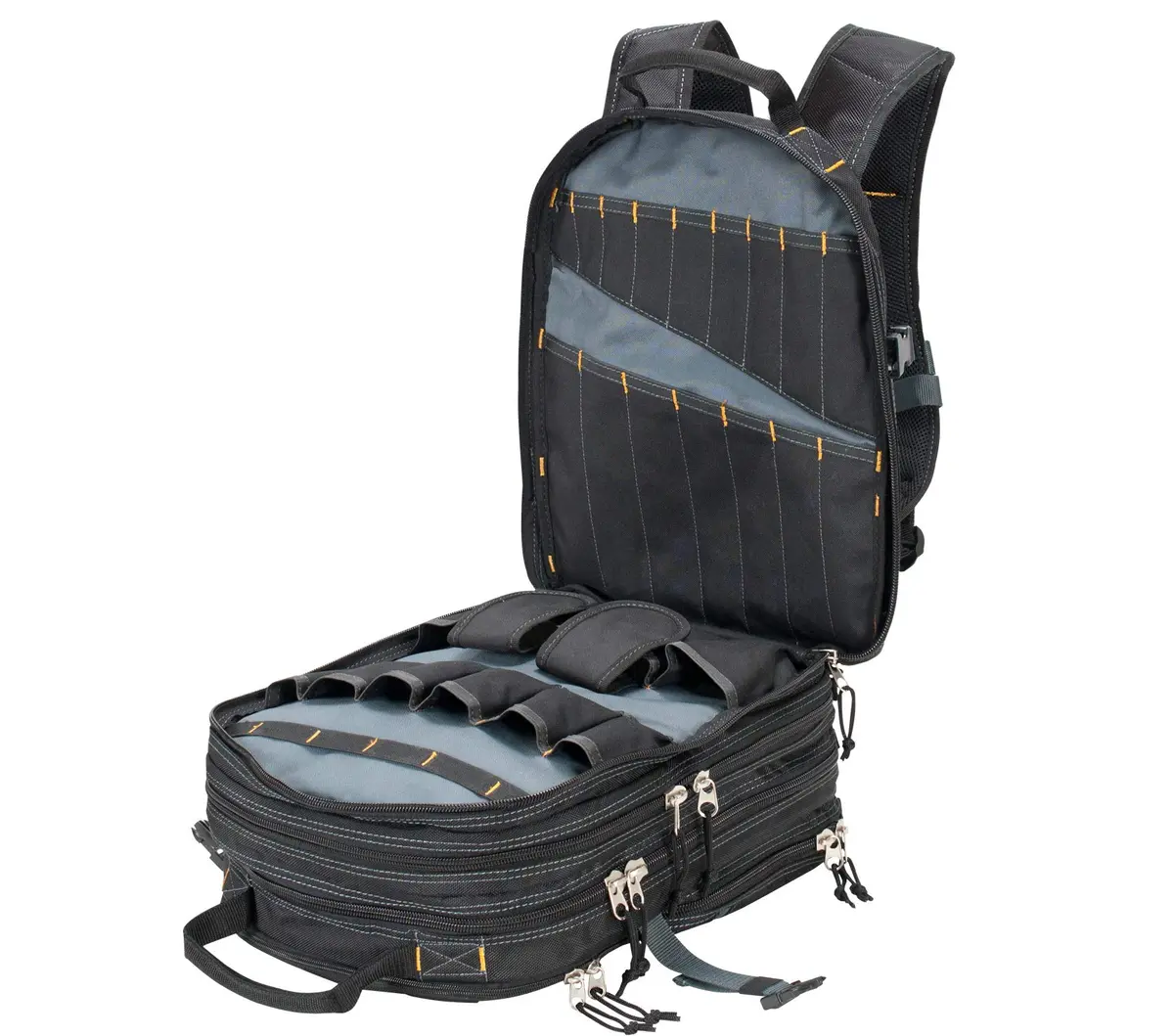 Custom Leathercraft 75-Pocket Tool Backpack | Heavy Duty, Ballistic Polyester, 75 Pockets, Padded Shoulder Straps - view 6