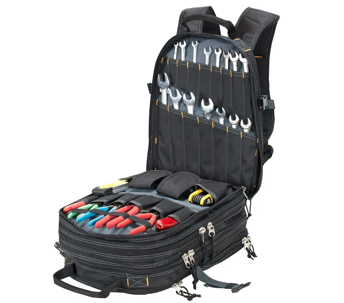 Custom Leathercraft 75-Pocket Tool Backpack | Heavy Duty, Ballistic Polyester, 75 Pockets, Padded Shoulder Straps - view 8