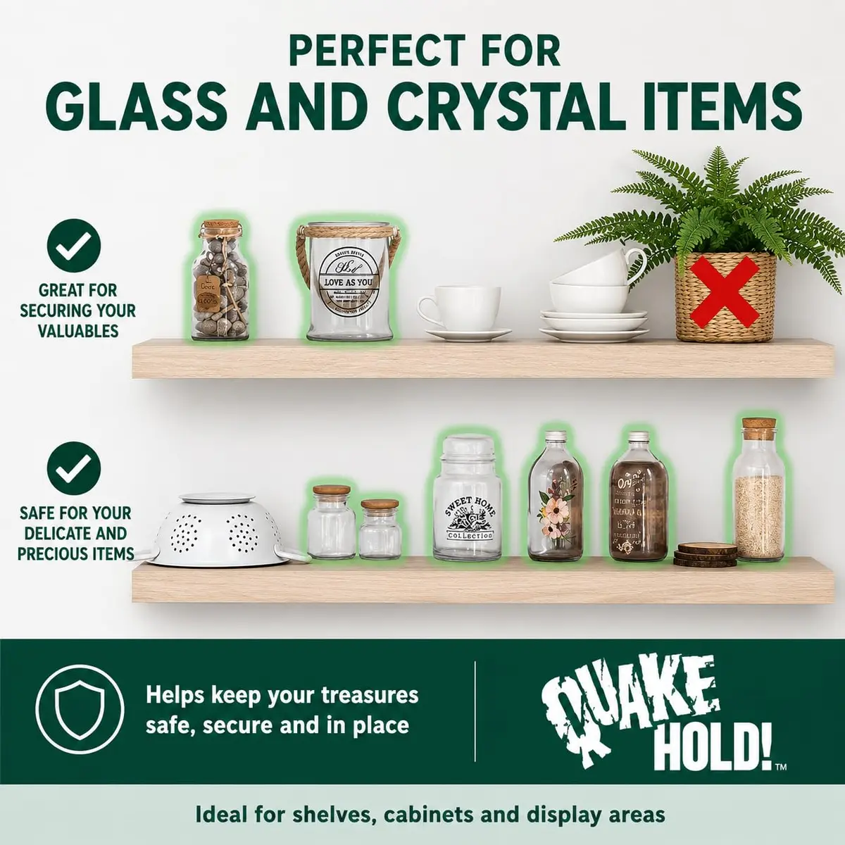 Quakehold! Clear Gel for Glass & Crystal 4oz | Reusable, Discreet Earthquake Protection - view 3