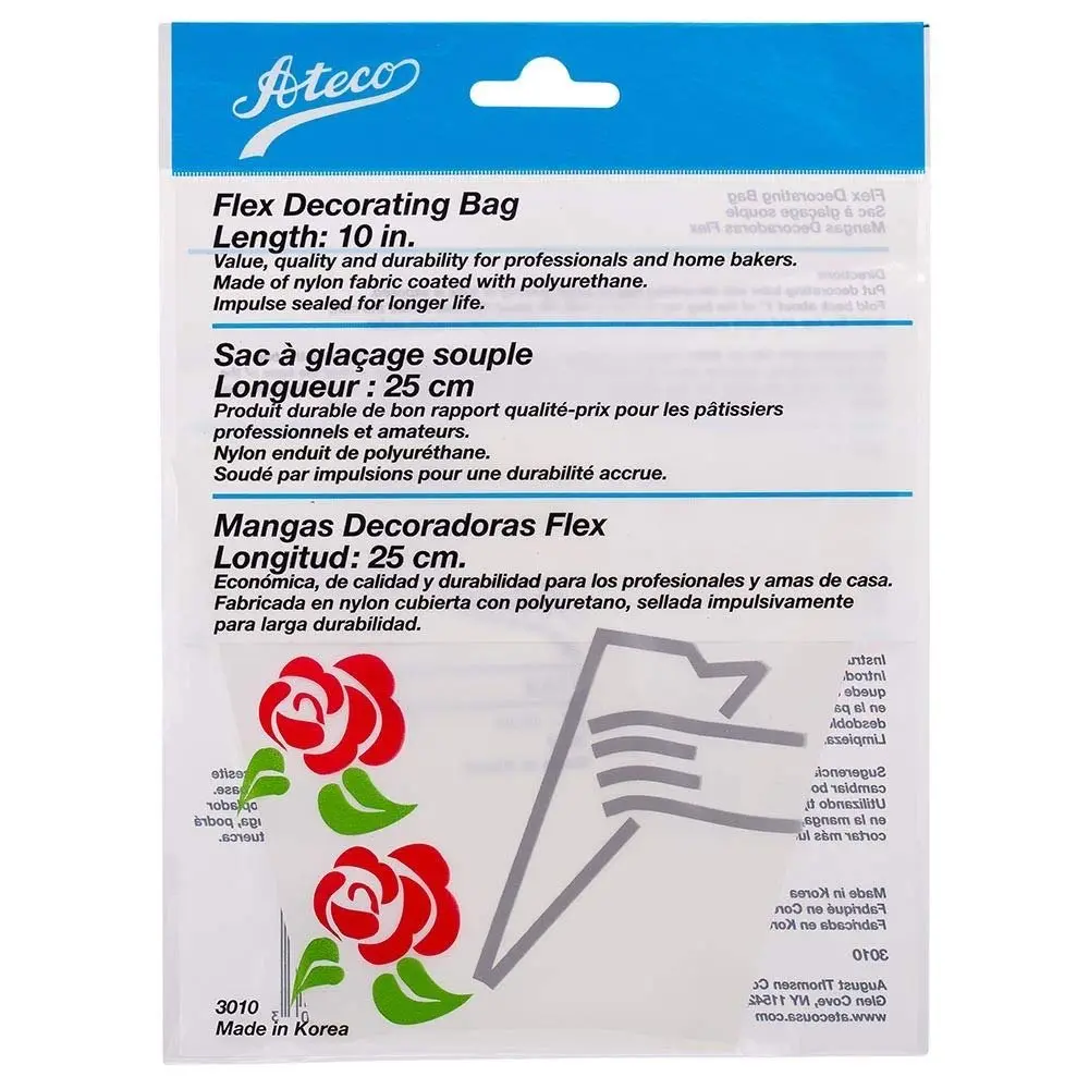Ateco Flex Decorating Bag, Coated Nylon, 10-Inch, Reusable Baking Supply, White | Professional Quality - main product image