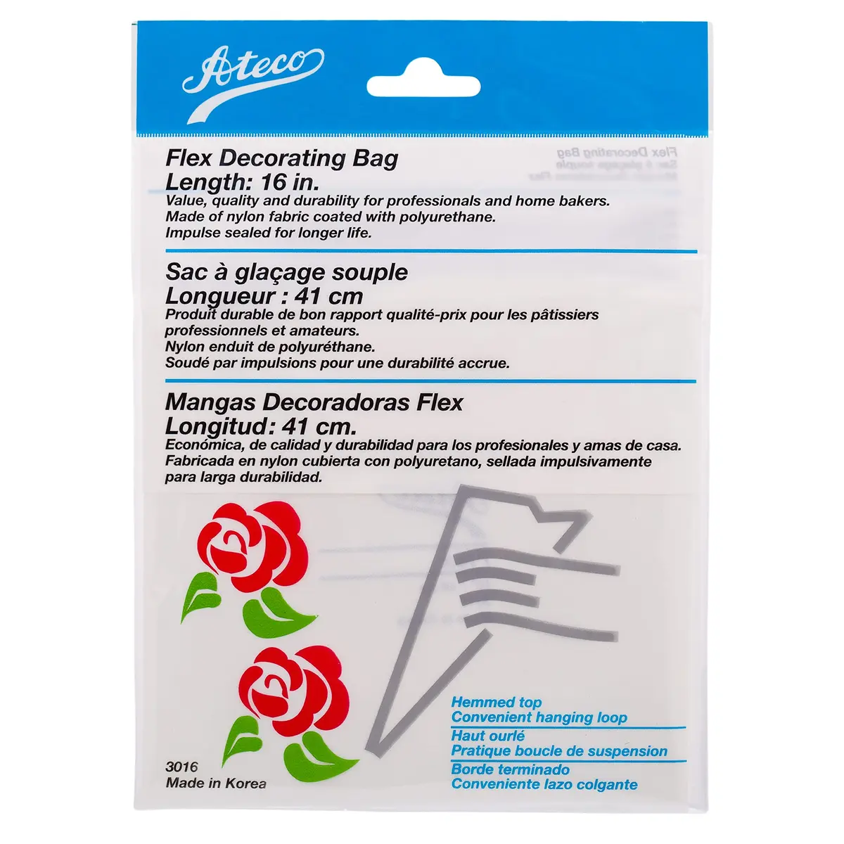 Ateco Flex Decorating Bag, Coated Nylon, 16-Inch, Reusable Baking Supply, White | Professional Quality Piping Tool - view 2