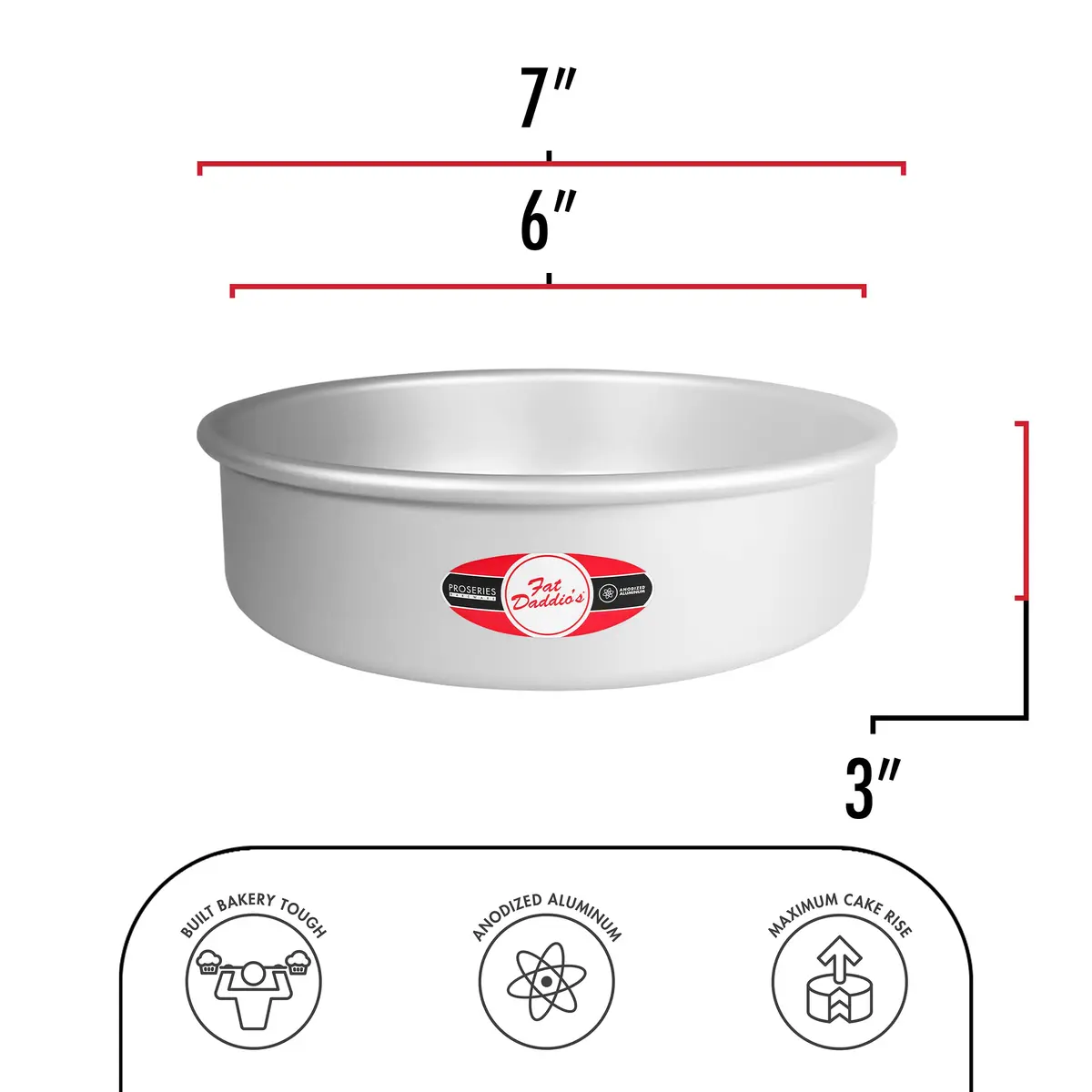 Fat Daddio's PRD-63 Anodized Aluminum Round Cake Pan, 6 x 3 inch | Even Heating & Durable Bakeware - view 2