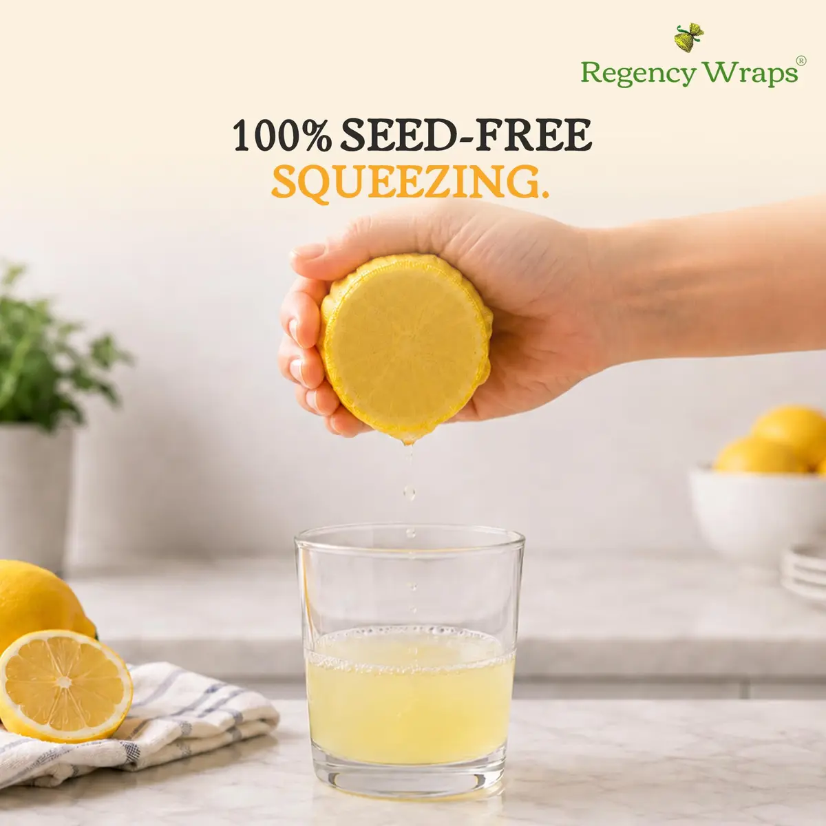 Regency Wraps Lemon Wedge Cotton Wraps | Seed-Free, Elastic Top, 12 Pack - view 2