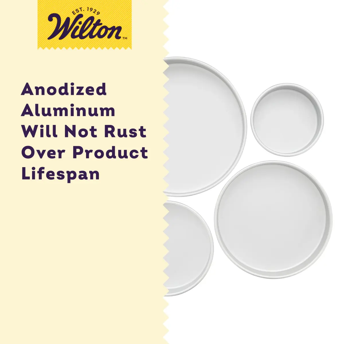 Wilton Aluminum Round Cake Pan Set, 4-Piece (8, 10, 12, 14 inch) | Even Heat Distribution for Multi-Tiered Cakes - view 4