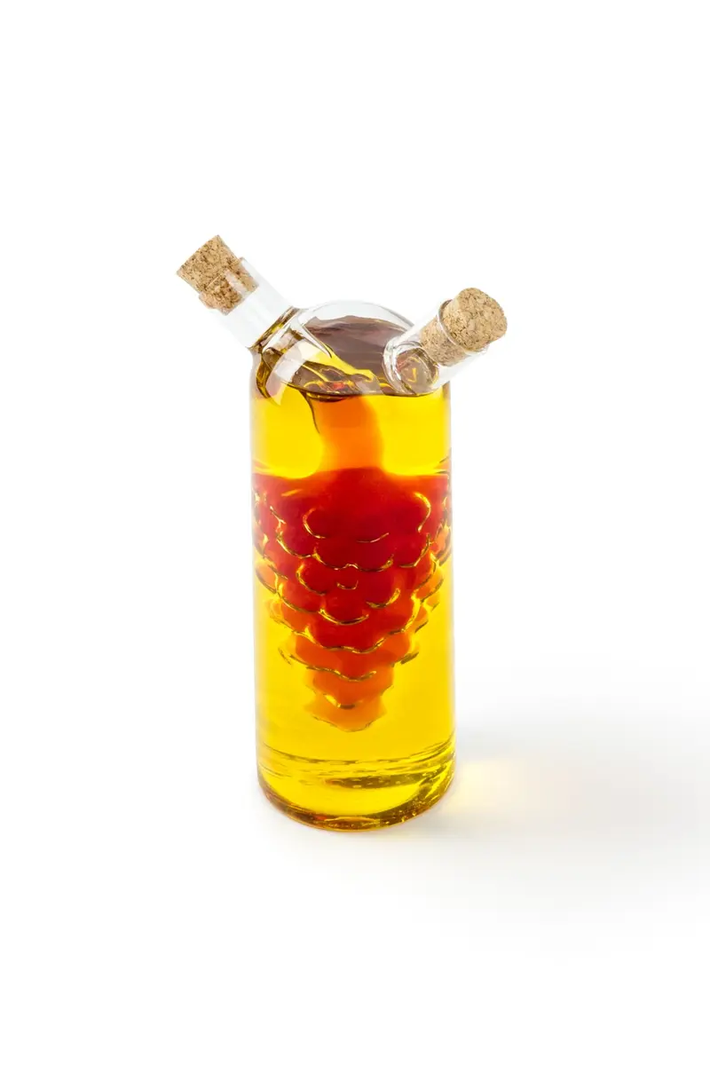 Fox Run Grape Motif Oil and Vinegar Dispenser Bottle | Clear Borosilicate Glass, 8.5oz - main product image