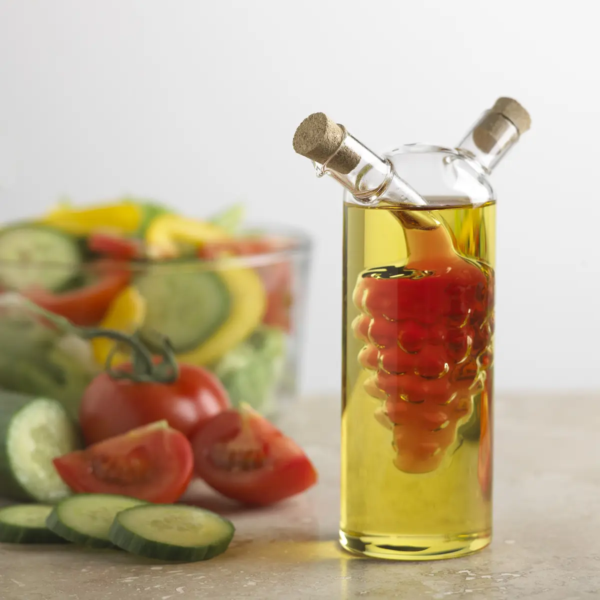Fox Run Grape Motif Oil and Vinegar Dispenser Bottle | Clear Borosilicate Glass, 8.5oz - view 5