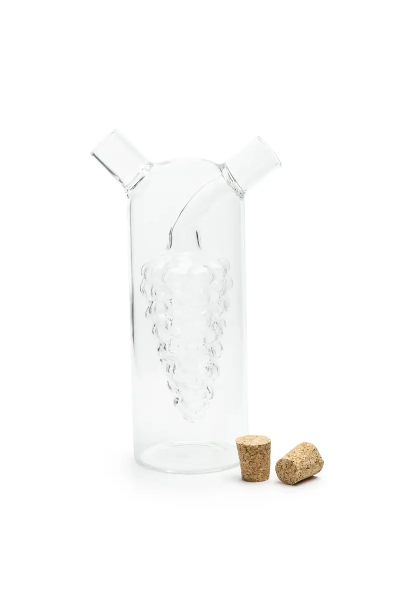 Fox Run Grape Motif Oil and Vinegar Dispenser Bottle | Clear Borosilicate Glass, 8.5oz - view 2