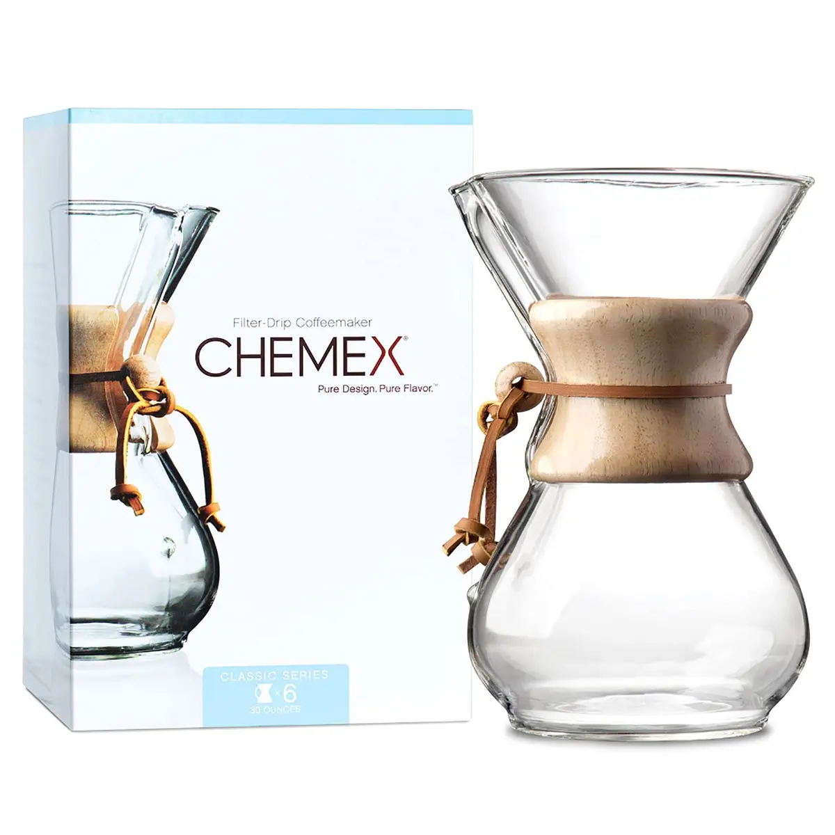 Chemex 6-Cup Classic Series Glass Pour-Over Coffeemaker | Elegant, Sediment-Free Coffee (70-120 chars) - view 8